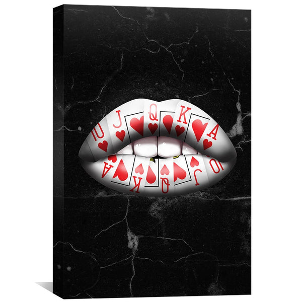 Royal Flush Lips - Hearts Canvas Art 30 x 45cm / Standard Gallery Wrap Clock Canvas