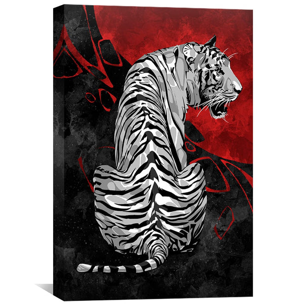 Samurai Tiger Black Canvas Art Clock Canvas