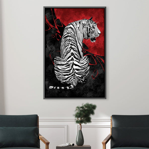 Samurai Tiger Black Canvas Art 30 x 45cm / Unframed Canvas Print Clock Canvas