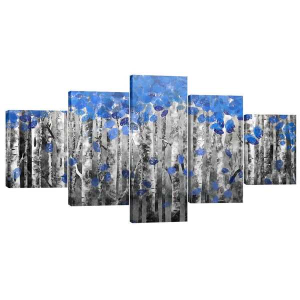 Sapphire Forest Canvas - 5 Panel Art Clock Canvas