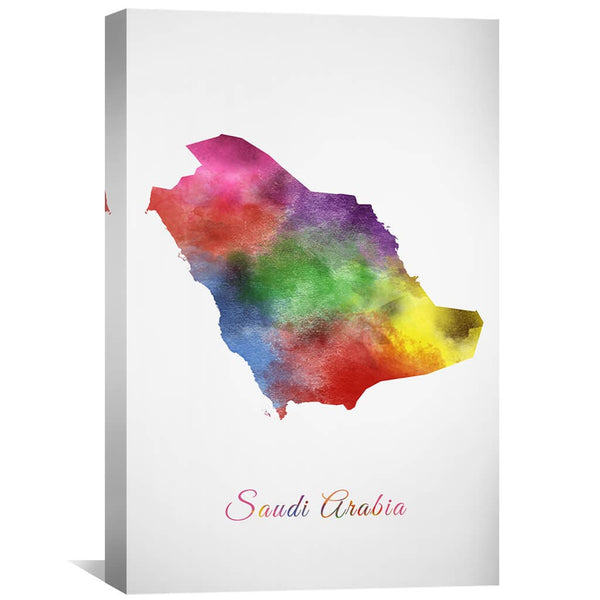 Saudi Arabia Rainbow Canvas Art 30 x 45cm / Unframed Canvas Print Clock Canvas