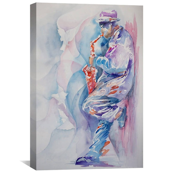 Sax By The Wall Canvas Art 30 x 45cm / Unframed Canvas Print Clock Canvas