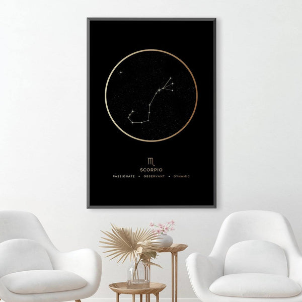 Scorpio Traits Gold Canvas Art Clock Canvas