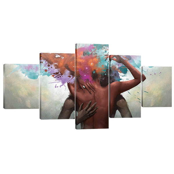 Sensual Embrace Canvas - 5 Panel Art Clock Canvas