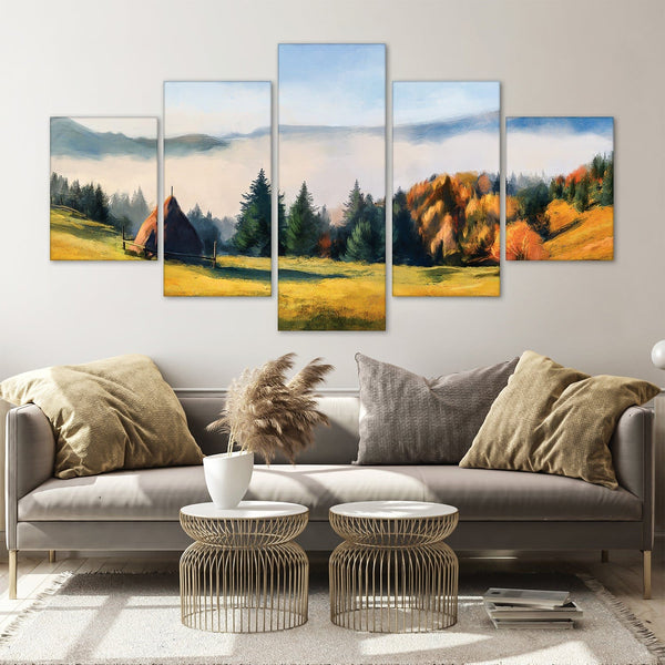 Serene Mountains Canvas - 5 Panel Art Clock Canvas