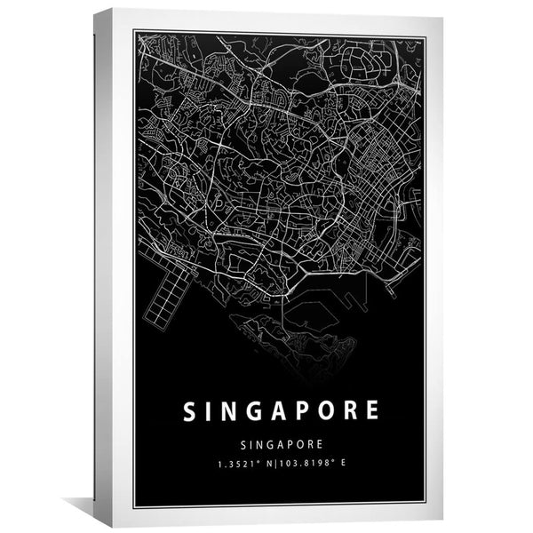 Singapore Black Map Art Clock Canvas