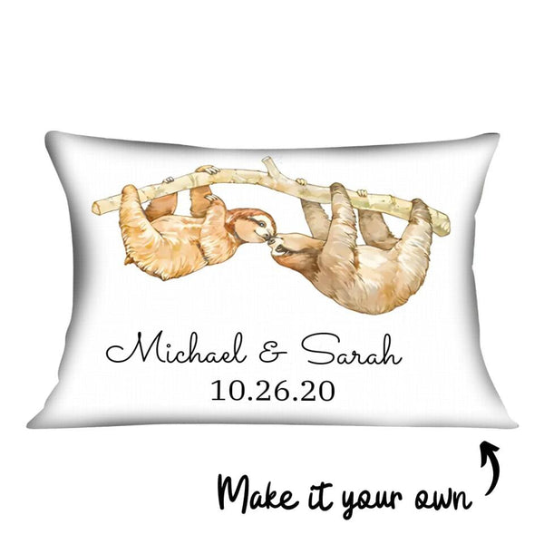 Sloth Love Cushion Customizer Landscape Cushion / Polyester Linen / 48 x 33cm Clock Canvas