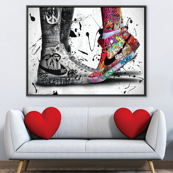 Sneaker Graffiti Love Canvas Art Clock Canvas