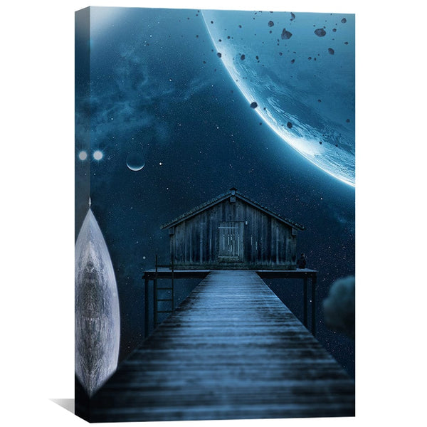 Space House Canvas Art 30 x 45cm / Unframed Canvas Print Clock Canvas