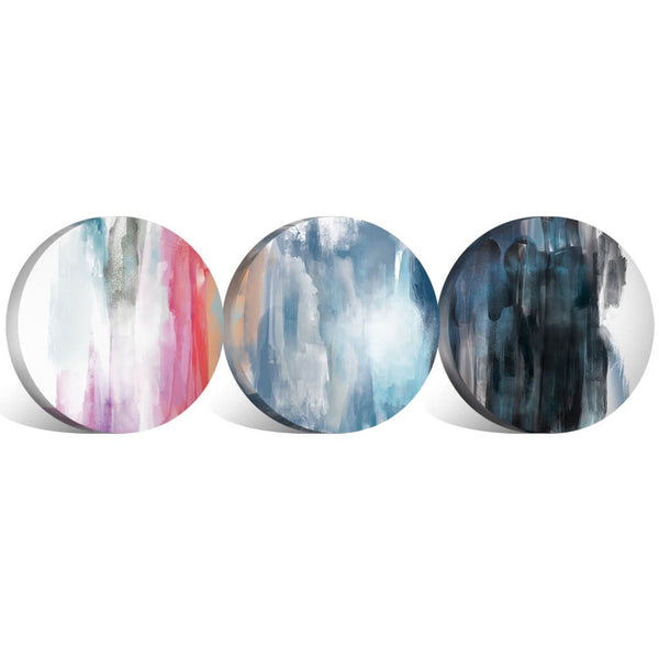 Spectrum Strokes - Circle Canvas Art Set of 3 / 40 x 40cm / Standard Gallery Wrap Clock Canvas