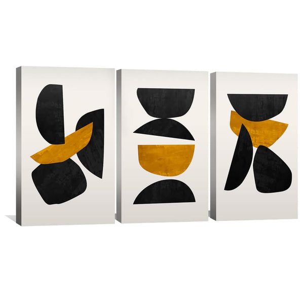 Stacked Irregular Shapes Canvas Art Set of 3 / 30 x 45cm / Unframed Canvas Print Clock Canvas