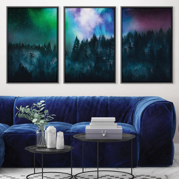 Star Sky Forest Canvas Art Clock Canvas