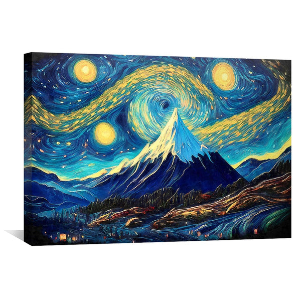 Starry Mountain Landscape Canvas Art Clock Canvas