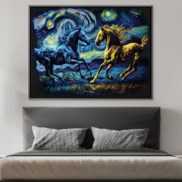 Starry Stallions Canvas Art Clock Canvas