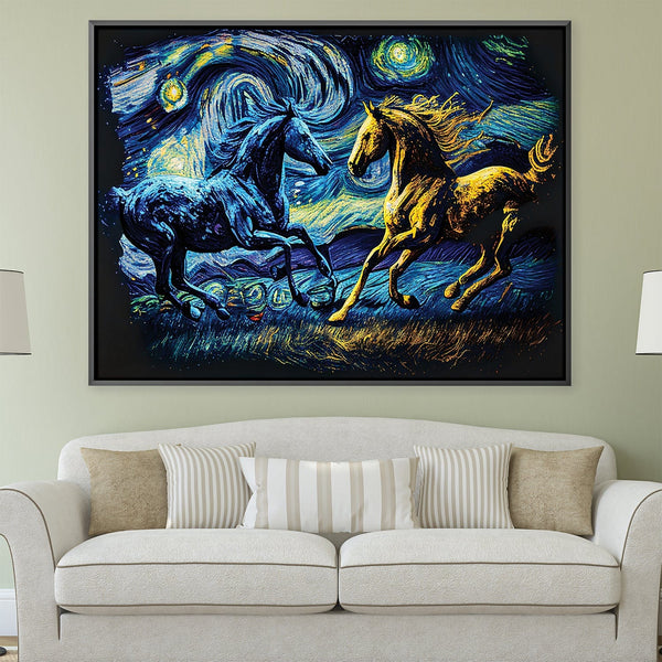 Starry Stallions Canvas Art Clock Canvas