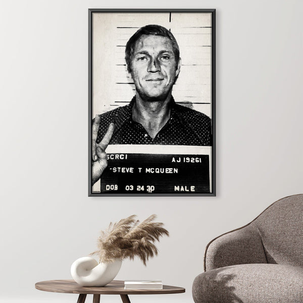 Steve McQueen Mugshot Canvas Art Clock Canvas