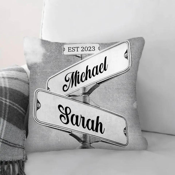 Street Signs Cushion Customizer Square Cushion / Polyester Linen / 45 x 45cm Clock Canvas