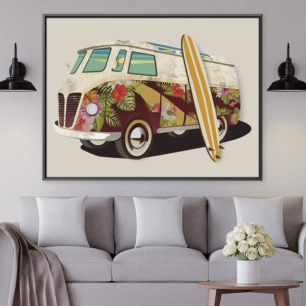 Surf Van Vibin Canvas Art Clock Canvas