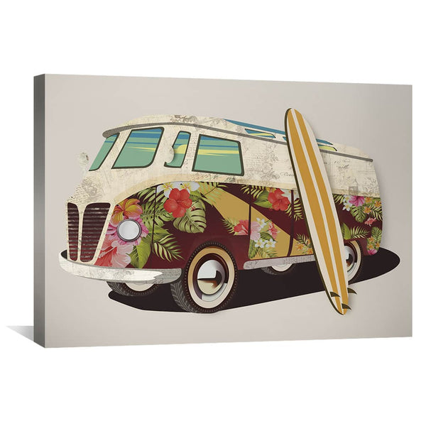 Surf Van Vibin Canvas Art 45 x 30cm / Unframed Canvas Print Clock Canvas