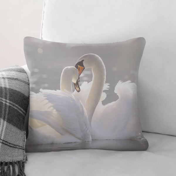 Swan Heart Cushion Cushion 45 x 45cm Clock Canvas