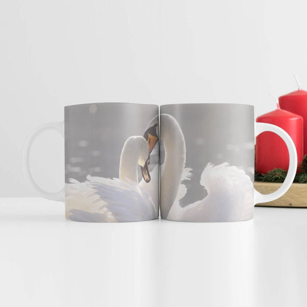 Swan Heart Mug Mug White Clock Canvas