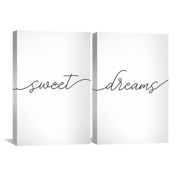 Sweet Dreams Canvas Art Set of 2 / 40 x 60cm / Unframed Canvas Print Clock Canvas