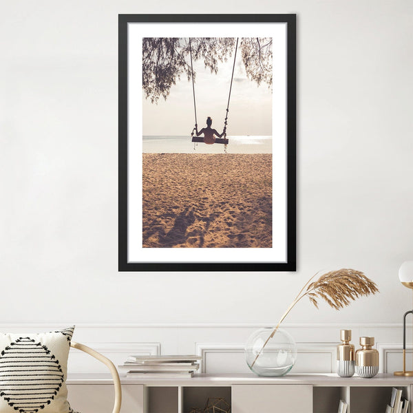 Swinging Beach Print Art Clock Canvas