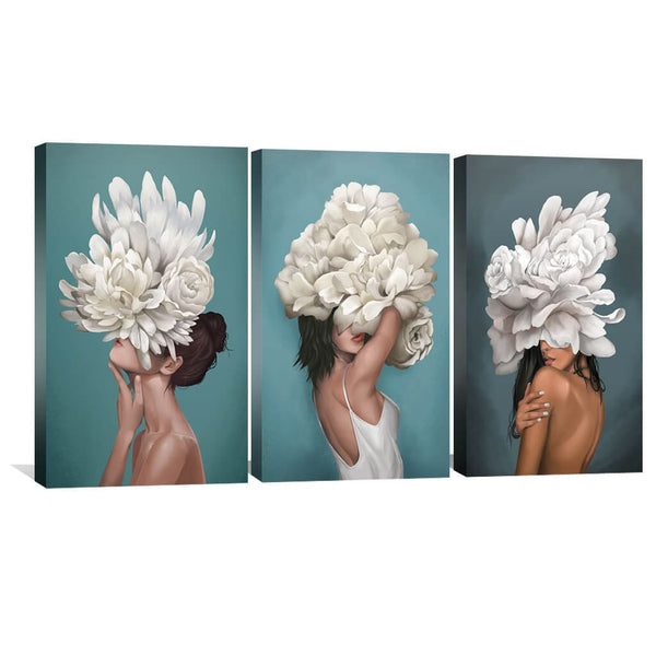 The Hidden Woman Canvas Art Set of 3 / 50 x 70cm / Unframed Canvas Print Clock Canvas