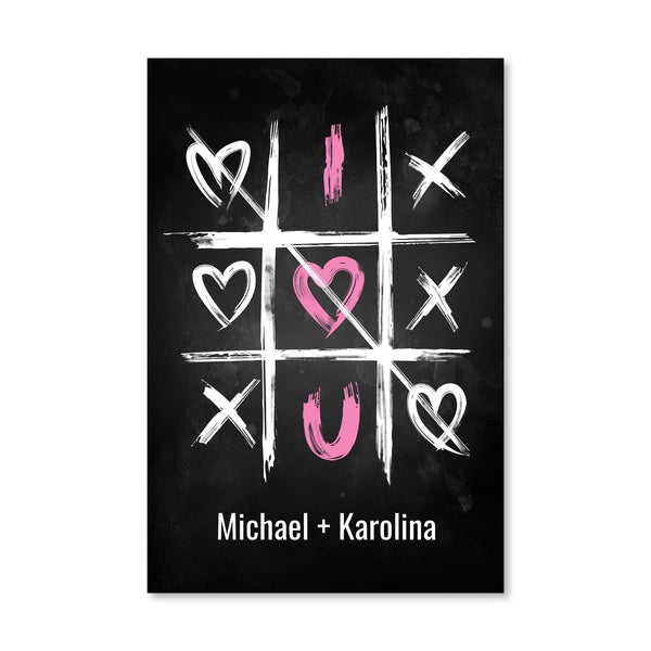 Tic Tac Toe Love Canvas Art 30 x 45cm / Standard Gallery Wrap Clock Canvas