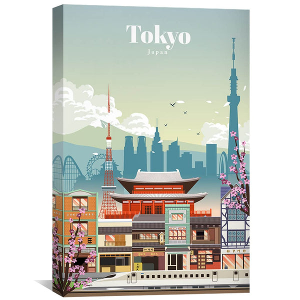 Tokyo BLUE Canvas - Studio 324 Art 30 x 45cm / Unframed Canvas Print Clock Canvas