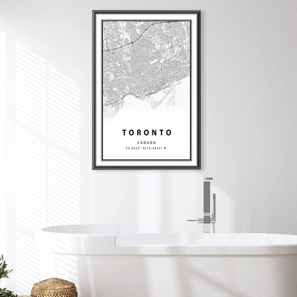 Toronto White Map Canvas Art Clock Canvas