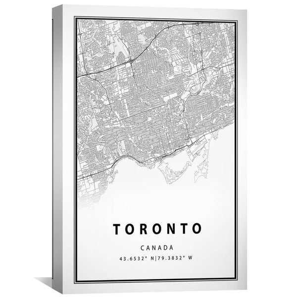 Toronto White Map Canvas Art Clock Canvas