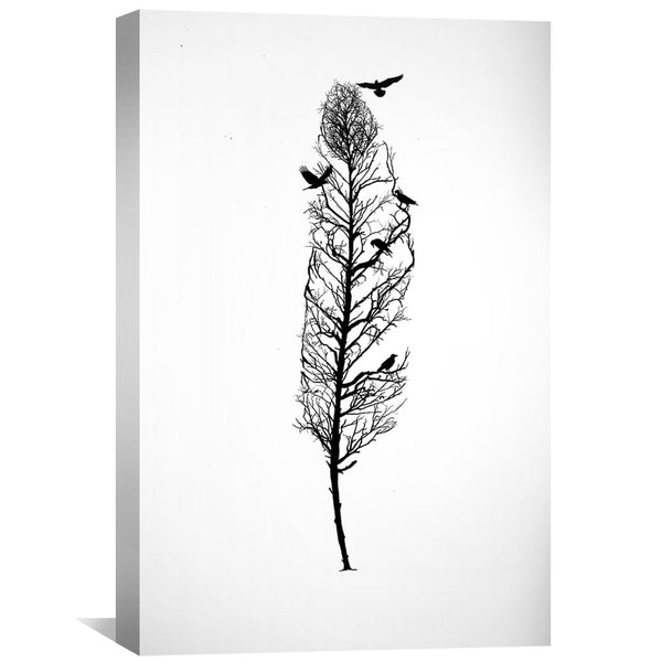 Tree of Illusion Feather Canvas Art Clock Canvas