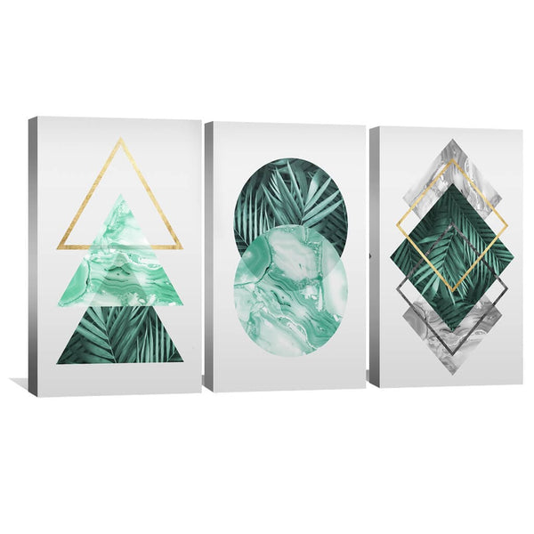 Tropical Geometry I Canvas Art Set of 3 / 30 x 45cm / Unframed Canvas Print Clock Canvas