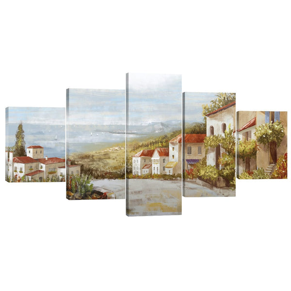 Tuscan Streets Canvas - 5 Panel Art Clock Canvas