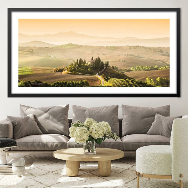 Tuscany Landscape Print Art Clock Canvas