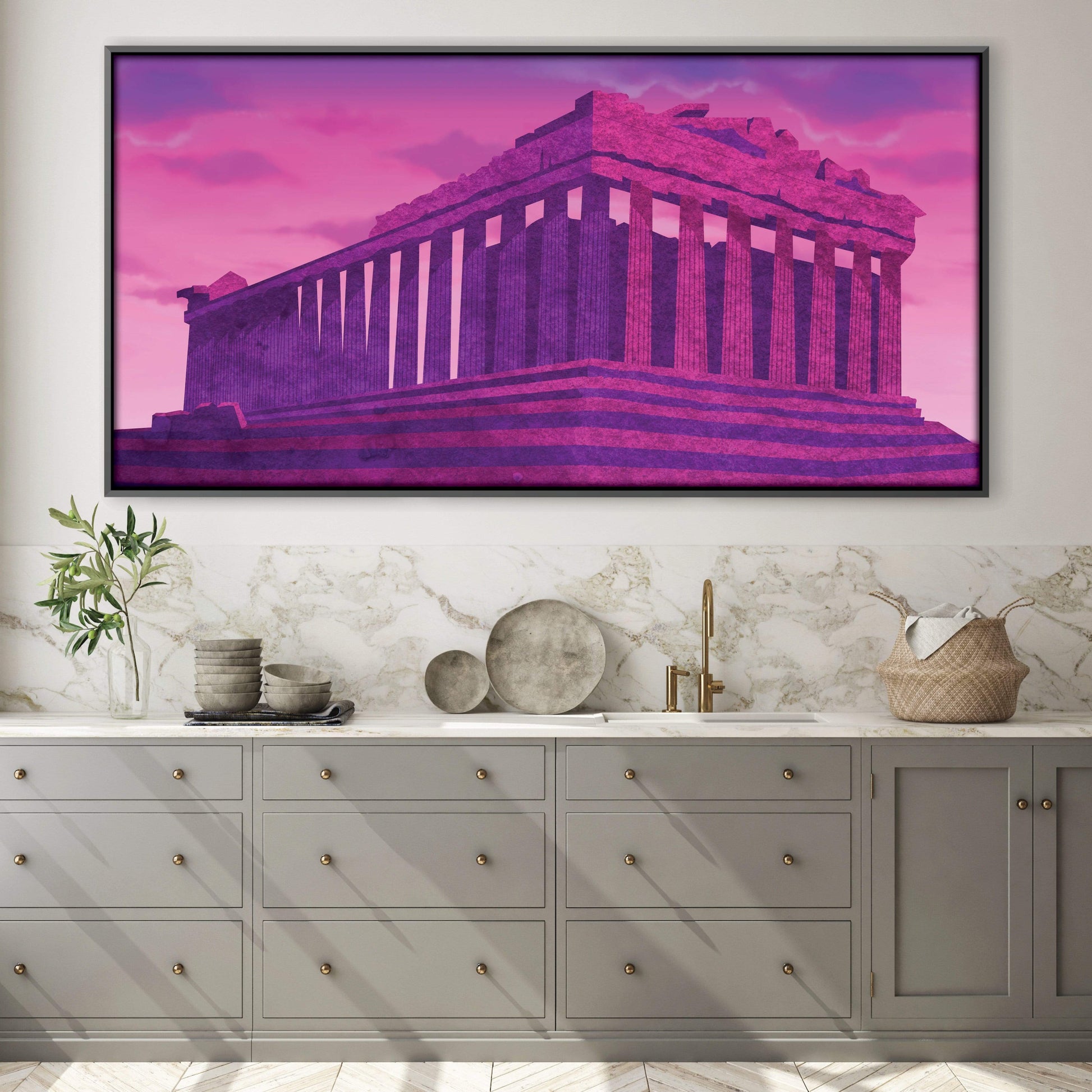 Twilight Parthenon Canvas Clockcanvas 