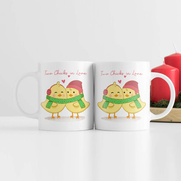 Two Chicks in Love Mug Mug White Clock Canvas