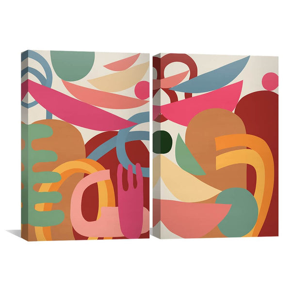 Undulating Shapes-Set Canvas Art Set of 2 / 30 x 45cm / Unframed Canvas Print Clock Canvas