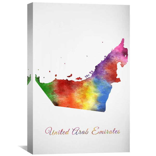 United Arab Emirates Rainbow Canvas Art 30 x 45cm / Unframed Canvas Print Clock Canvas