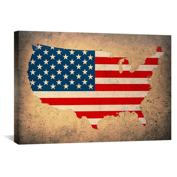 United States of America Canvas Art 45 x 30cm / Unframed Canvas Print Clock Canvas