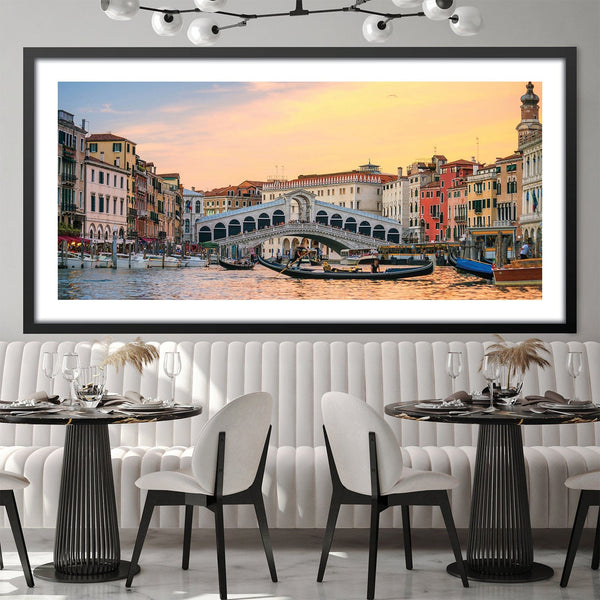 Venice Bridge Print Art Clock Canvas