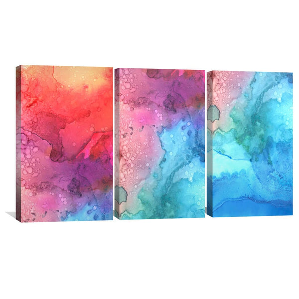 Vibrant Watercolor Canvas Art Set of 3 / 40 x 60cm / Unframed Canvas Print Clock Canvas