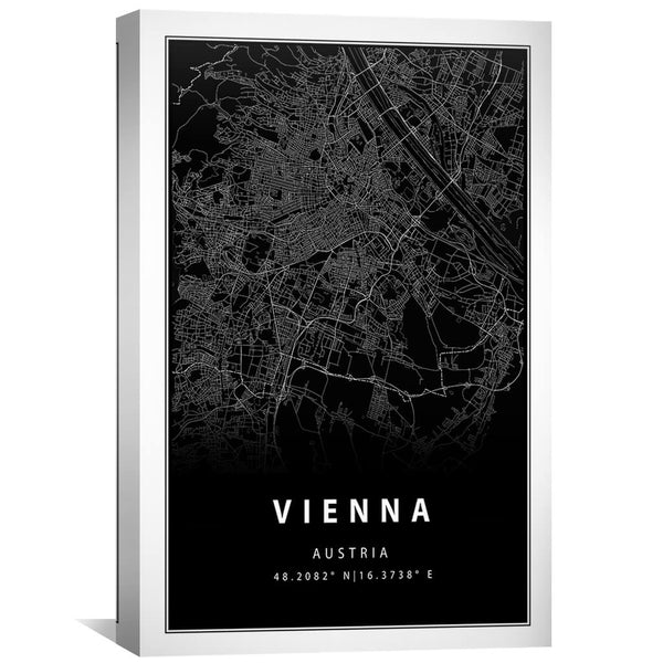 Vienna Black Map Canvas Art Clock Canvas