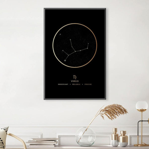 Virgo Traits Gold Canvas Art Clock Canvas