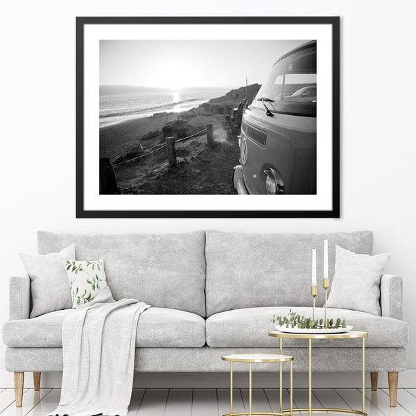 VW By The Beach Print Art Clock Canvas