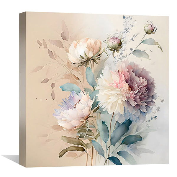 Watercolor Bouquet Canvas Art Clock Canvas