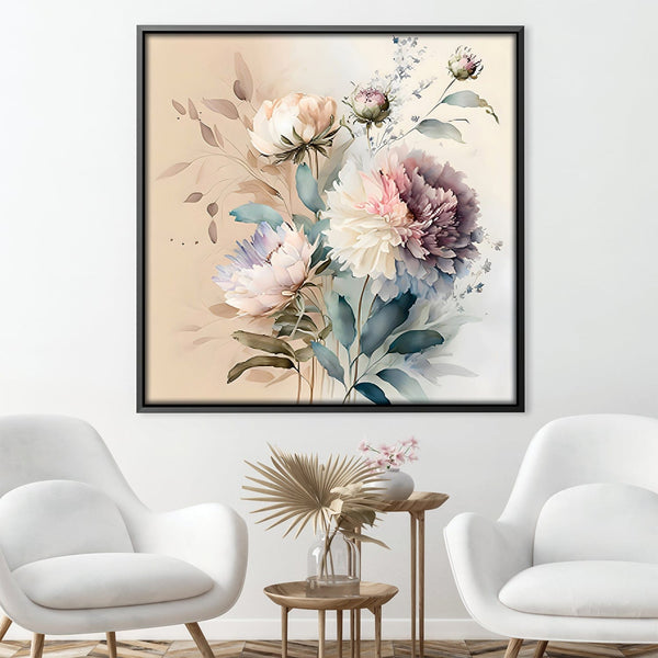 Watercolor Bouquet Canvas Art Clock Canvas