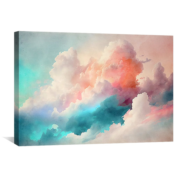 Watercolor Clouds Canvas Art Clock Canvas