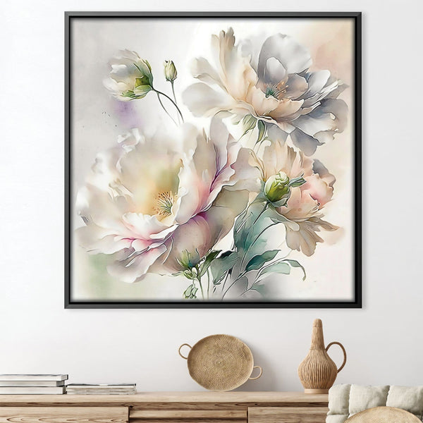 Watercolor Florals Canvas Art Clock Canvas